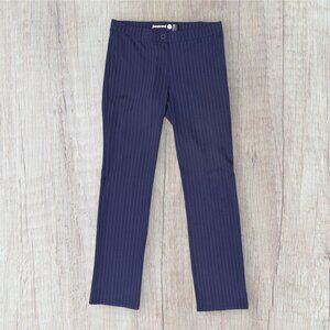 BETABRAND Classic Navy Blue Pinstripe Pants Comfort Stretch Yoga Office Size L